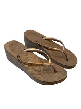 havaianas Women's High Platform Rose Gold Flip-Flops